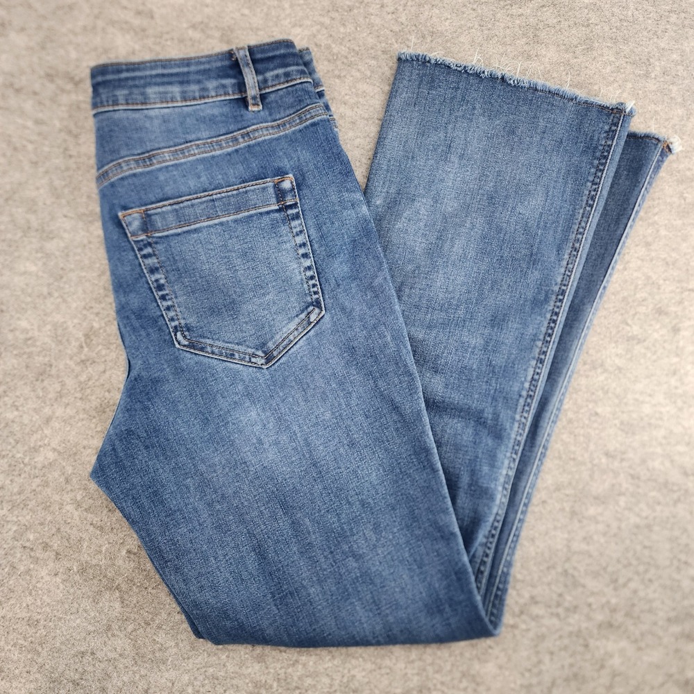 J.Jill Denim Women Blue High Rise Bootcut Cropped Flare Raw Hem Jeans‎ Size 8P